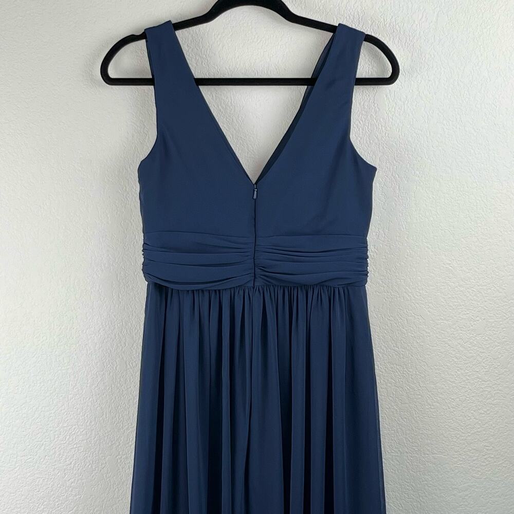 Dessy Collection Midnight Blue Sleeveless Drape Chiffon Evening Maxi Dress 8 NWT - Picture 9 of 13